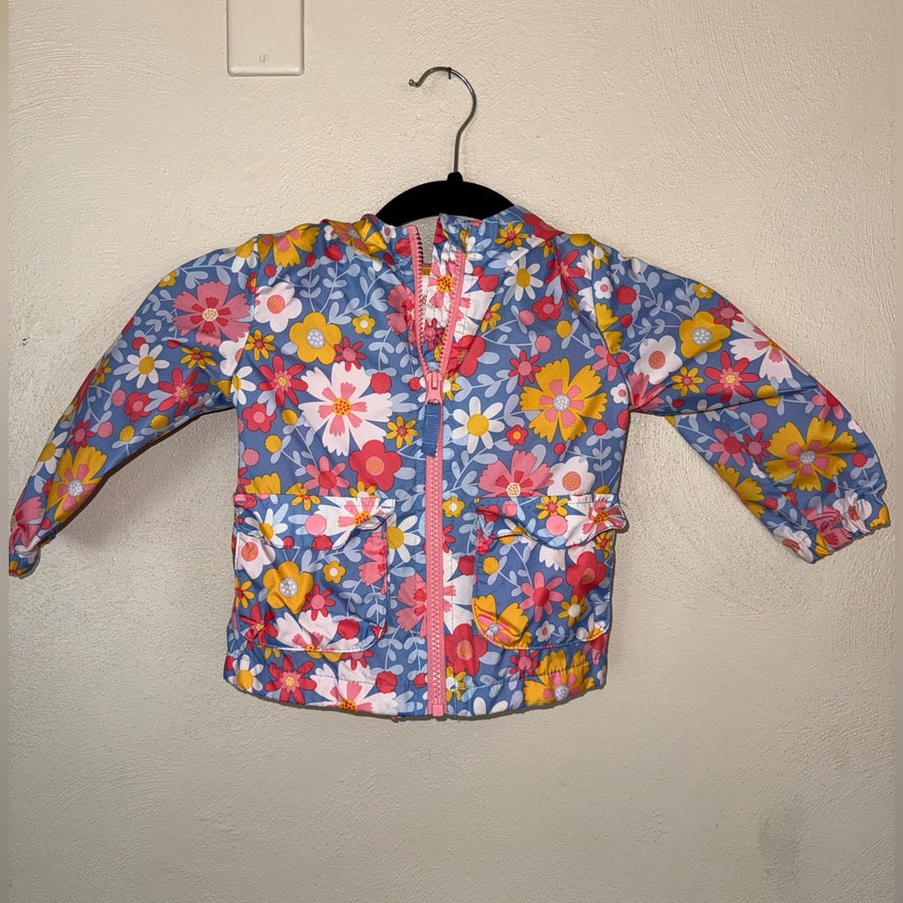Cat & Jack Girls 2T Raincoat Floral Hood Cute
